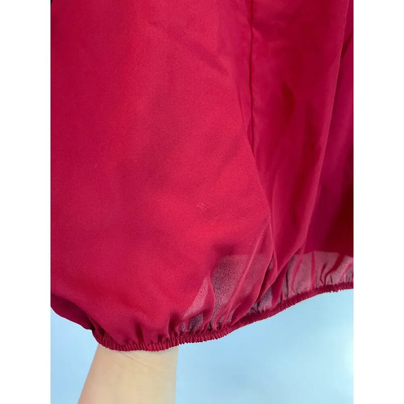 A'GACI Womens L Red Open Back Tie Sheer Embellished Blouse FairyCore - Picture 5 of 8